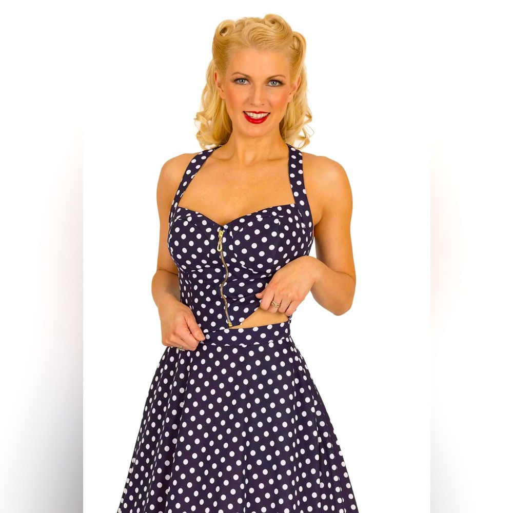 Tatyana **Vintage** Polka dot skirt and halter bustier - size L